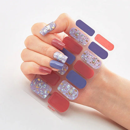 UV Semi-Cured Gel Nail Wraps Stickers Strips French Long Lasting Full Cover LED Gel Semi Cured Nail Sliders for Nail Extension