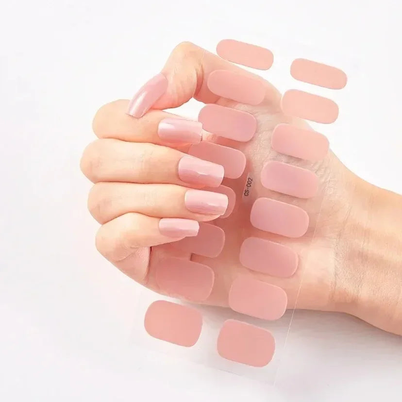 UV Semi-Cured Gel Nail Wraps Stickers Strips French Long Lasting Full Cover LED Gel Semi Cured Nail Sliders for Nail Extension