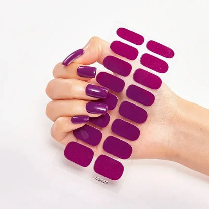 UV Semi-Cured Gel Nail Wraps Stickers Strips French Long Lasting Full Cover LED Gel Semi Cured Nail Sliders for Nail Extension