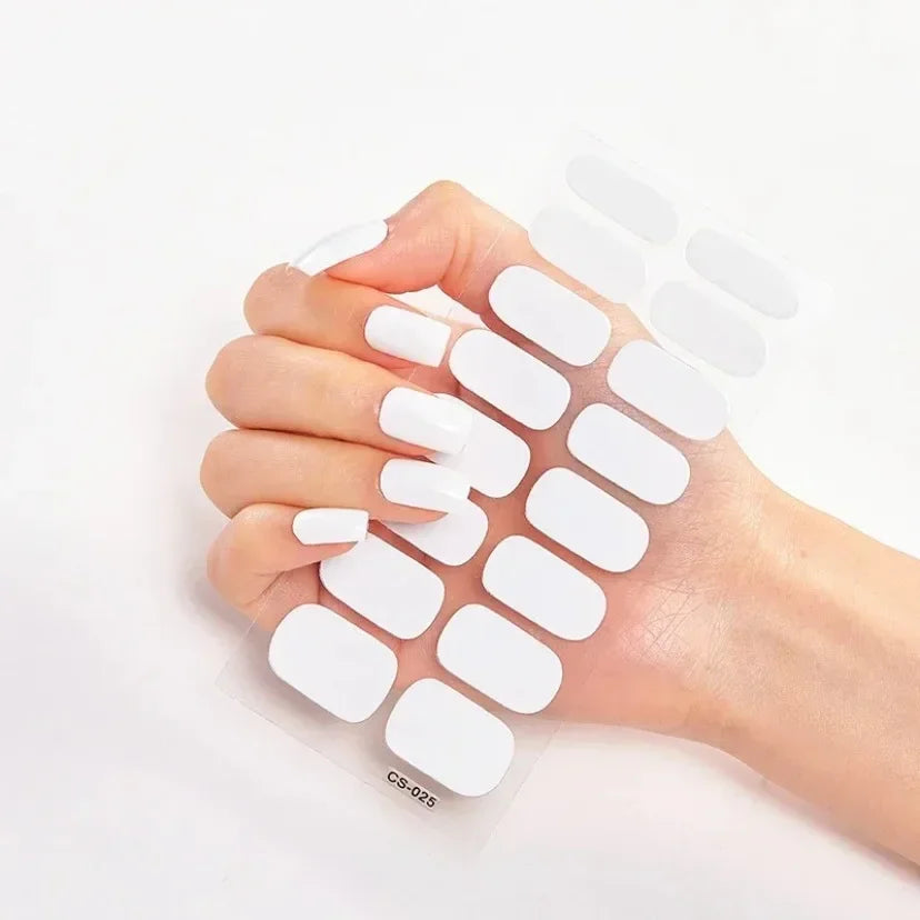 UV Semi-Cured Gel Nail Wraps Stickers Strips French Long Lasting Full Cover LED Gel Semi Cured Nail Sliders for Nail Extension