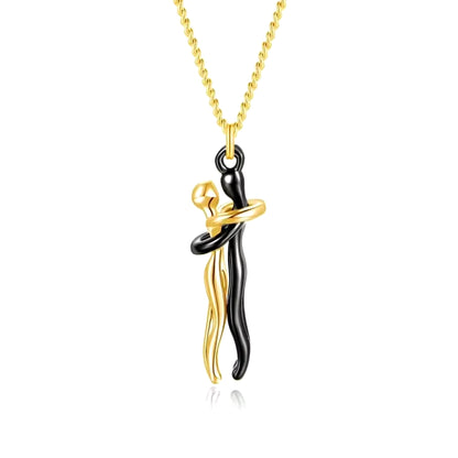 Hug Couples Pendant Necklace for Him and Her, the Tale of Two Lovers Jewelry, Affectionate Hug Necklaces Couple for Women Men