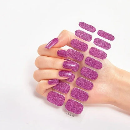UV Semi-Cured Gel Nail Wraps Stickers Strips French Long Lasting Full Cover LED Gel Semi Cured Nail Sliders for Nail Extension
