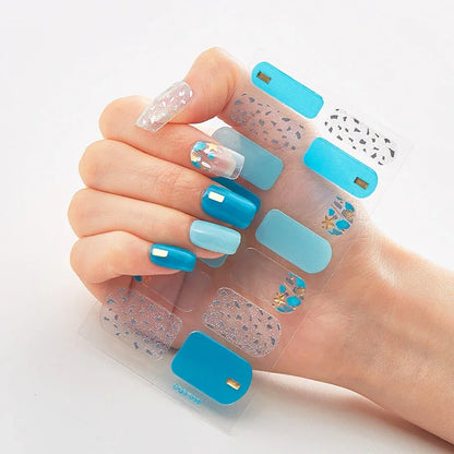 UV Semi-Cured Gel Nail Wraps Stickers Strips French Long Lasting Full Cover LED Gel Semi Cured Nail Sliders for Nail Extension