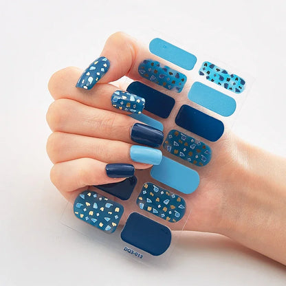 UV Semi-Cured Gel Nail Wraps Stickers Strips French Long Lasting Full Cover LED Gel Semi Cured Nail Sliders for Nail Extension
