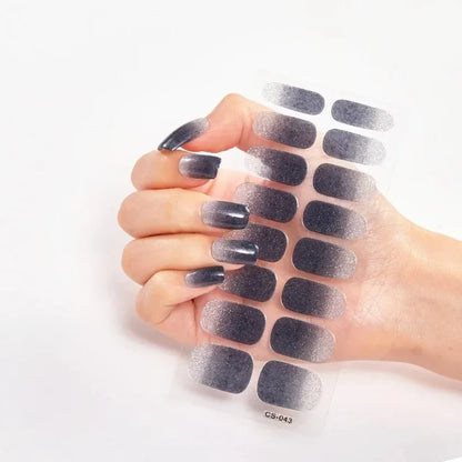 UV Semi-Cured Gel Nail Wraps Stickers Strips French Long Lasting Full Cover LED Gel Semi Cured Nail Sliders for Nail Extension