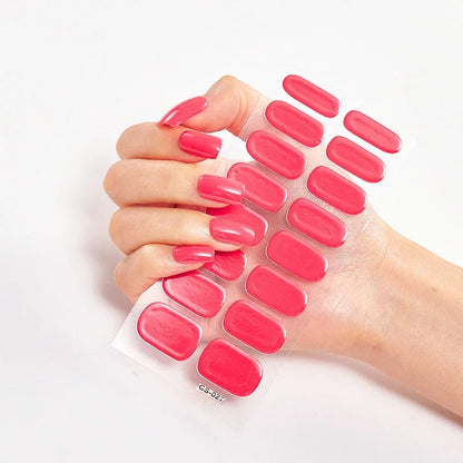 UV Semi-Cured Gel Nail Wraps Stickers Strips French Long Lasting Full Cover LED Gel Semi Cured Nail Sliders for Nail Extension