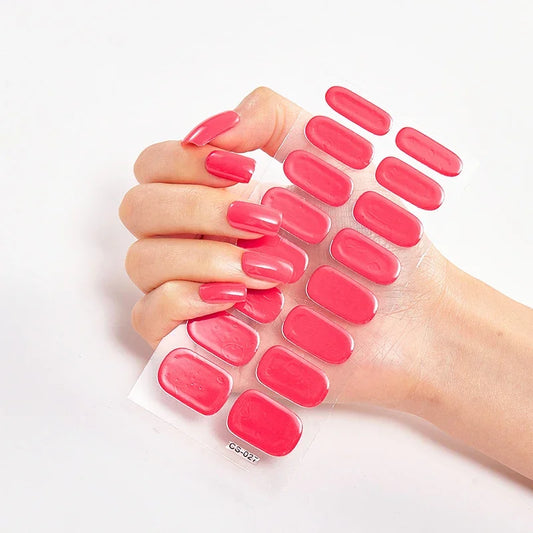 UV Semi-Cured Gel Nail Wraps Stickers Strips French Long Lasting Full Cover LED Gel Semi Cured Nail Sliders for Nail Extension