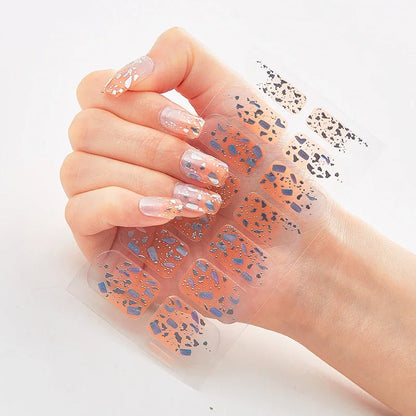 UV Semi-Cured Gel Nail Wraps Stickers Strips French Long Lasting Full Cover LED Gel Semi Cured Nail Sliders for Nail Extension
